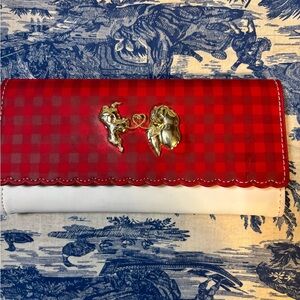 Loungefly Disney Red and White Wallet with Silver Zipper Lady and Tramp design
